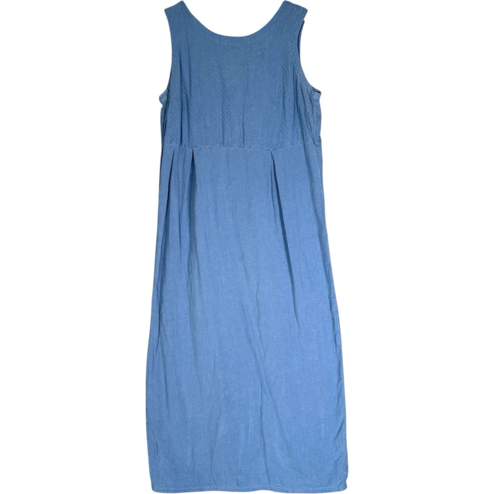 Blue Tank Maxi Dress Linen Tencel Lagenlook Artsy Casual Oversized